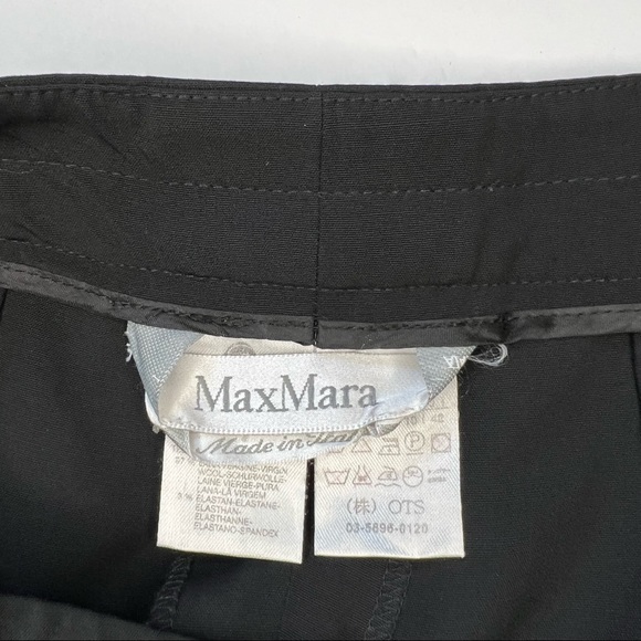 MaxMara Virgin Wool Wide Leg Trouser Pants in Black 8 FLAW - Picture 3 of 11